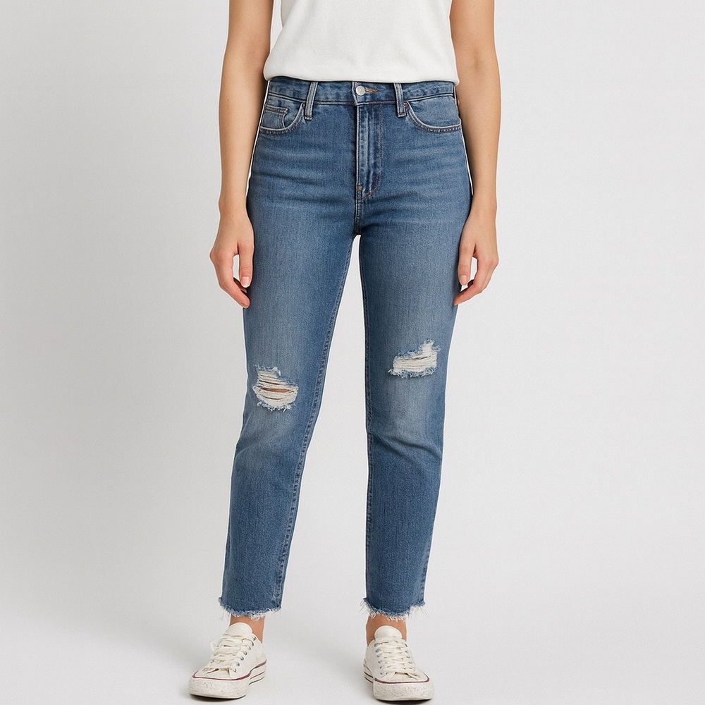 Pistola Blue Distressed Hem Straight Leg Women’s Jeans Size 31